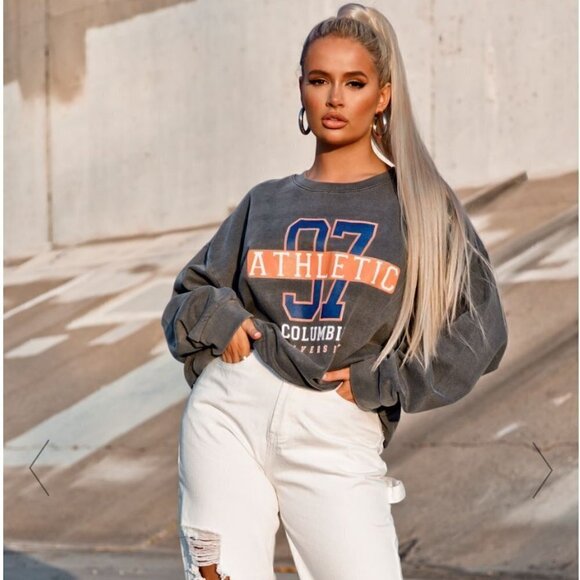 PLT CHARCOAL GRAY 97 ATHLETIC GRAPHIC SWEATSHIRT M NEW - Picture 2 of 7